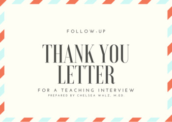 Preview of Follow-Up Thank You Letter for a Teaching Interview