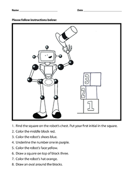 Preview of Follow Written Instructions - Robot