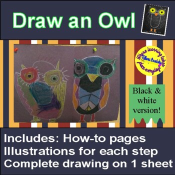 Preview of Follow Written and Illustrative Directions to Draw an Owl on Black Paper