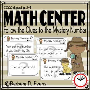 Preview of CRITICAL THINKING MATH CENTER Follow the Clues to the Mystery Number HOTS GT