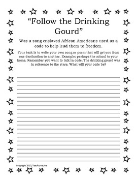 Follow The Drinking Gourd Writing Activity By Teachlovelive Tpt