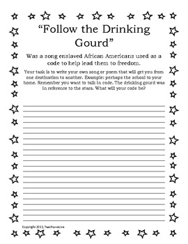 Preview of Follow the Drinking Gourd Writing activity