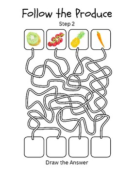 Follow the Line Maze with Produce Images by TLS Printable | TPT