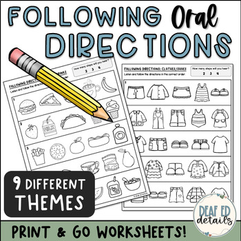 Following Step Oral Directions No Prep Auditory Memory Worksheets