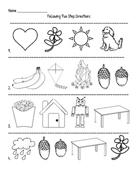 Following 2 Step Directions Worksheets Pdf
