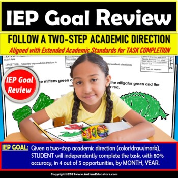 Preview of Following 2 Step Directions Worksheets | IEP Goal Review for Special Education