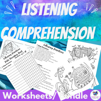 Preview of Listening Comprehension-Following Auditory Directions Worksheets Bundle