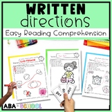 Following Direction Activities EASY Reading Comprehension 