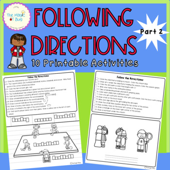 Preview of Following Directions 2 - 10 Worksheets - Occupational therapy, Speech therapy
