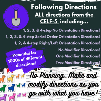 Preview of Following Directions - ALL variations from the CELF 1, 2, 3, 4-step Directions!