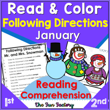 Preview of Following Directions Activities - Read and Color - Winter Reading Comprehension