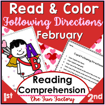 Preview of Following Directions Activities for February Reading Comprehension