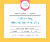 Following Directions Activity / First Week of School Activ
