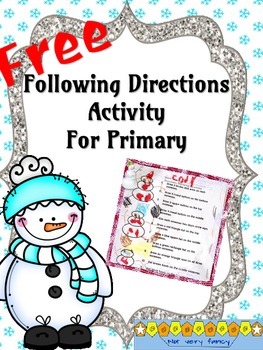 Preview of FREE--Following Directions Activity for Primary--Snowmen