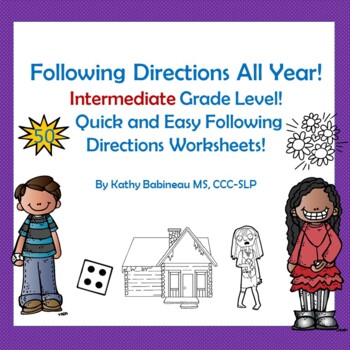 Preview of Following Directions Worksheets Intermediate Grade Level