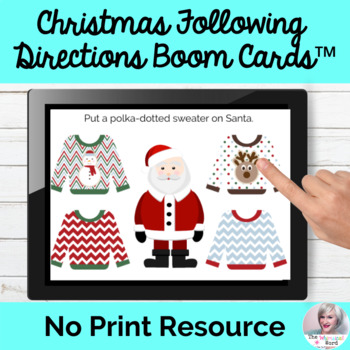 Preview of Following Directions BOOM Cards™ Christmas Speech | Distance Learning