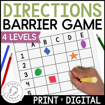 Preview of Following Directions Speech Therapy Critical Elements Game Print + Digital