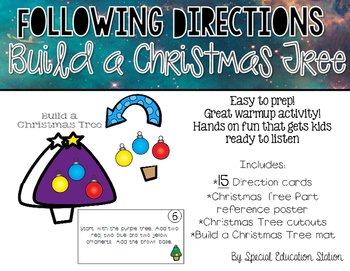 Preview of Following Directions; Build A Christmas Tree{Easy Prep Activity}