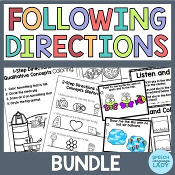 Preview of Following Directions Bundle | 1-3 Step Directions with Language Concepts