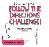 Following Directions Challenge Fun Activity Worksheet No P