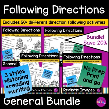 Preview of Following Directions Listening Comprehension Activities Bundle of Coloring Pages