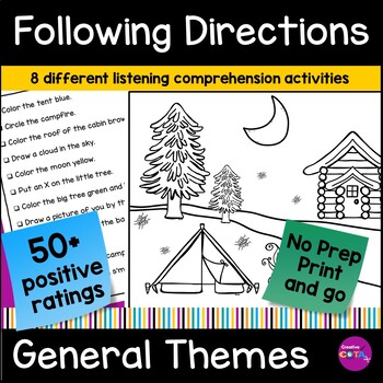 Preview of Following Directions Coloring Activities Listening Comprehension Skills
