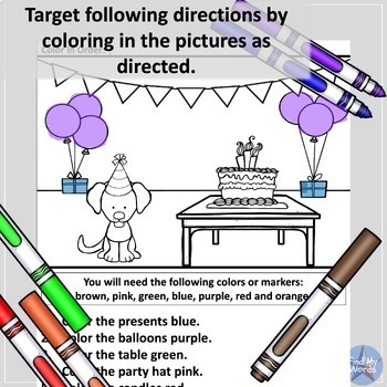 Following Directions Coloring Worksheets by Find My Words | TpT