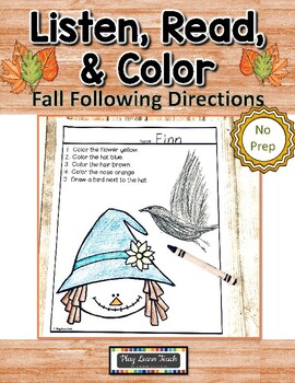 Preview of Following Directions Fall Listening & Reading Comprehension 