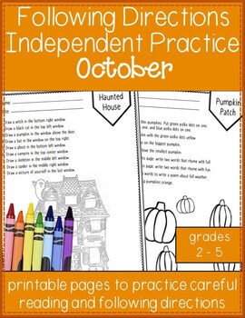 Preview of Following Directions Independent Practice: October