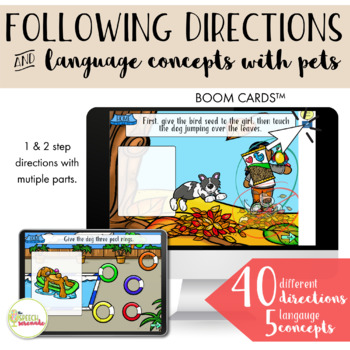 Preview of Following Directions & Basic Concepts with Pets BOOM Cards™