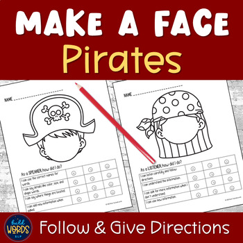 Preview of Following Directions Make a Matching Pirate Face with Rubrics Activity