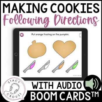 Preview of Following Directions Cookies Listening Critical Elements Boom Cards™ Teletherapy