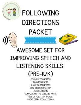 Preview of Following Directions Packet- Pre K/K