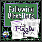 Following Directions Puzzles Beginning of Year Activity w/