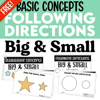 Preview of Following Directions | Qualitative Concepts | Big & Small | Speech Therapy