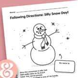 Following Directions: Silly Snow Day • Fun printable works