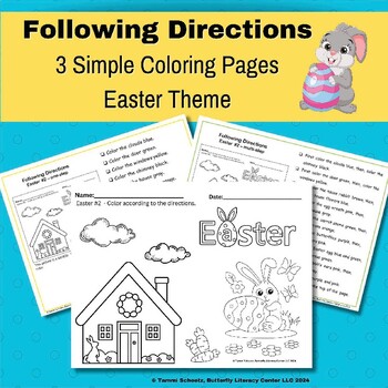 Preview of Following Directions Simple Coloring Pages Easter Theme