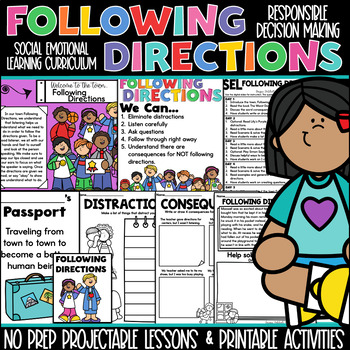 Preview of Following Directions Social Emotional Learning