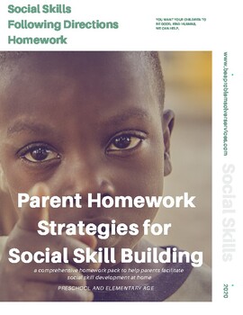 Preview of Following Directions - Social Skills Homework for Parent-Teacher Communication