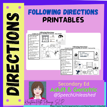 Preview of Following Directions | Speech Therapy - Teens to Seniors