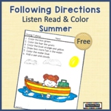 Following Directions Summer Reading Listening Comprehension FREE