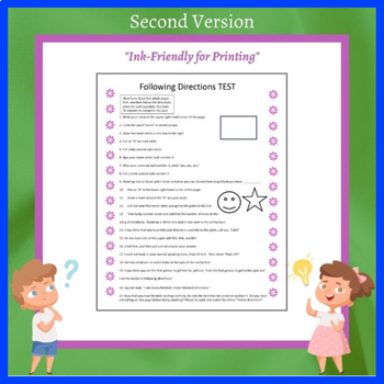 Free Following Directions Trick Test W Easel Activity Distance Learning