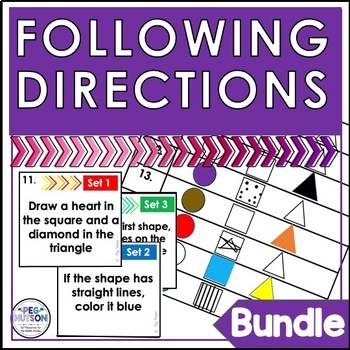 Preview of Following Directions Task Cards for Speech Therapy Bundle - Sets 1, 2 and 3