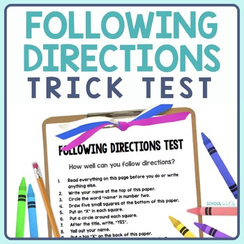 Preview of Following Directions Trick Test