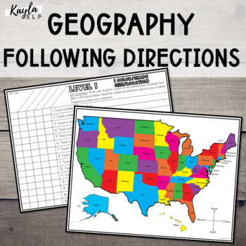 Preview of Speech Therapy Following Directions: USA Map (Geography)