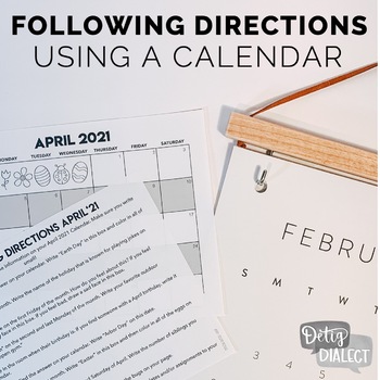 Preview of Following Directions Using a Calendar [print & digital]