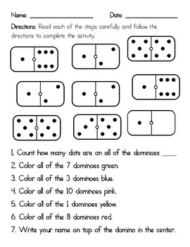 following directions worksheets by special resources for