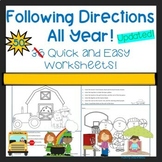 Following Directions Worksheets All Year!