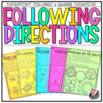 Preview of Following Directions Worksheets -  NO PREP PRINTABLES