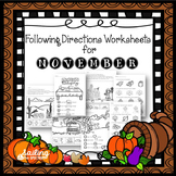 Following Directions Worksheets for November